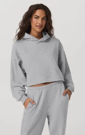 VUORI Sedona Pullover Hoodie Cropped Sweatshirt Light‎ Heather Grey thumbnail 1