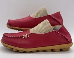 Venus Celia Womens‎ 39 (8.5) Shoes Moccasins Red Leather Slip On Moc Toe Walking thumbnail 1