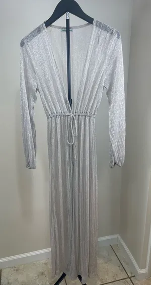 Charlotte Russe Metallic Silver Pleated Dress thumbnail 1