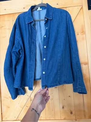 NWT a.n.a Barrel Sleeve Denim Jacket Shirt Medium Wash XL thumbnail 2
