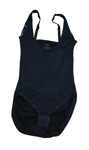Assets By Spanx Solid Black Bodysuit Slimming Adjustable Womens Small thumbnail 1