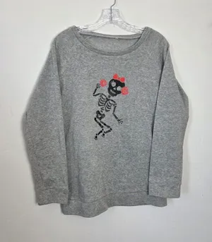 Skeleton Sweatshirt Girl Cute Halloween Dia De La Muertos Emo Grunge Gothic S thumbnail 1