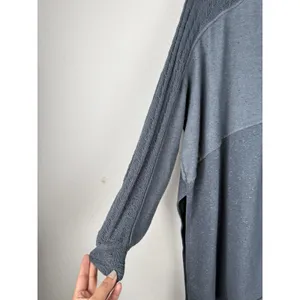 Free People My Girl Oversized Knit Tunic Top‎ Distressed Bohemian Blue Women's S thumbnail 6