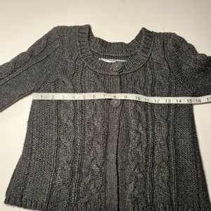 Vintage Charcoal AE Short Sleeve Babydoll Cardigan‎ 2 Button Twilight Core Sz S thumbnail 7