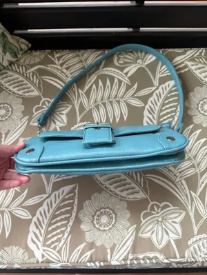 Light Blue Leather Hand Bag with Buckle Detail thumbnail 6