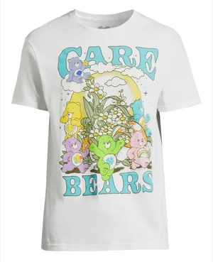 Care Bears Retro Graphic T Shirt White Crew Neck Cartoon Tee‎ Size Medium thumbnail 1