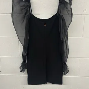 New nwt Nookie Sz xxs 00 Eleganza Mini Dress black, long sleeve LB tulle stretch thumbnail 8