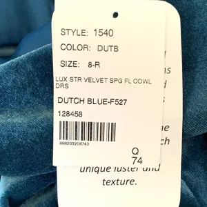 NWT After‎ Six Velvet Flutter Sleeve Dress in Dutch Blue thumbnail 9