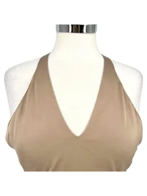 ASTR The Label Clubwear Festival Boho Strappy Halter Crop Top Beige Size Large thumbnail 3