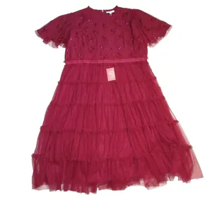 NWT Ivy City Co. Anastasia in Dark Red Embellished Tulle Ruffled Dress 3X thumbnail 4