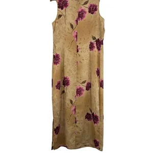 Laura Scott Vintage Boho Grunge‎ 90s Teacher Floral Maxi Dress Sleeveless Gold Phoebe Buffay thumbnail 2