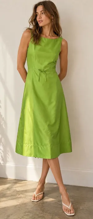 Vintage Y2K J.Crew 100% Silk Chartreuse Green Dress thumbnail 1