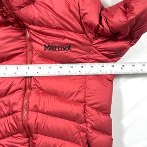 Marmot Puffer Jacket XS Red 700 Fill Down Quilted Hooded Winter Coat Longline thumbnail 11