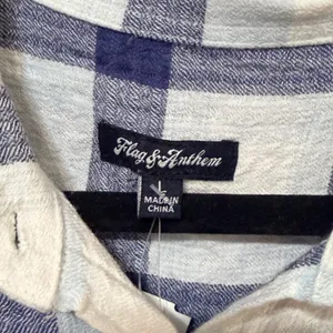 Flag & Anthem Womens Blue White Plaid Button Down Shirt Large SM25WS1477W thumbnail 6