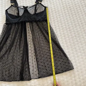 Venus Black Polka Dot Mesh Lace Lingerie Babydoll Slip Sheer Nightie Sz S Small thumbnail 5