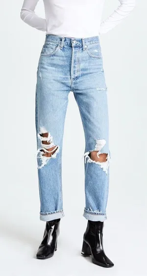 AGOLDE 90s Jean Distressed Loose Fit Denim Straight‎ Leg Light Wash size 23 thumbnail 1