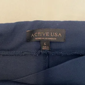 ActiveUSA szL blue elastic wrap front waist leggings great closet staple GUC thumbnail 5