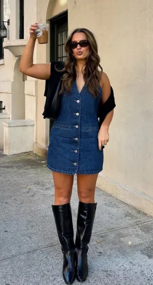 Beginning Boutique Denim Dress Corbin Halter Neck Mini thumbnail 1