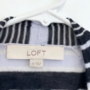 ANN TAYLOR LOFT Striped Fine Knit Open Cardigan Blue / Periwinkle ? Navy Sweater thumbnail 4