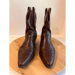 90s Nine West Brown Western Genuine Leather Point Toe Boot Size 7.5 Brazil Made thumbnail 11