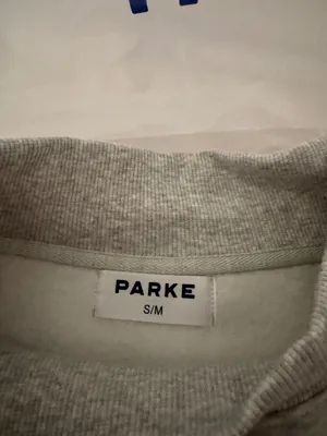 NWT Parke Valentine's Varsity Mockneck - Classic Grey + Crimson thumbnail 4