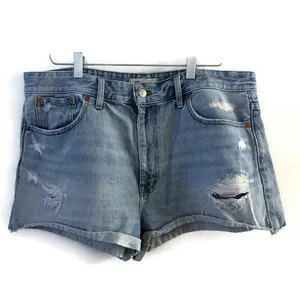 Madewell Light Blue Distressed Relaxed Jean Shorts Size 31 thumbnail 1