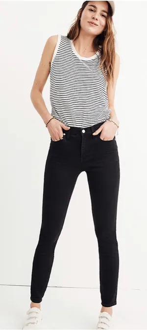 Madewell 9” High Rise‎ Skinny Distressed Knees Womens Size 25 Faded Black Jeans thumbnail 1