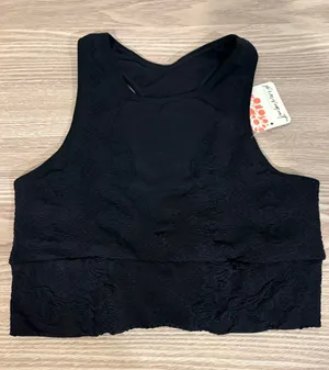 Free People Floral Every Single Time Black Sports Bra Size M/L thumbnail 1