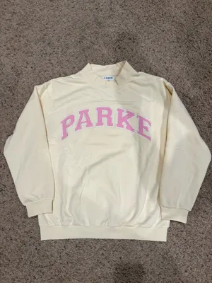 Parke varsity mockneck sweatshirt summer land yellow and pink L/XL thumbnail 2