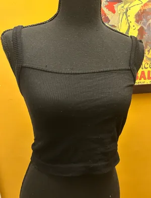 Colsie Black Crop Ribbed Tank/Bralette Size L thumbnail 1