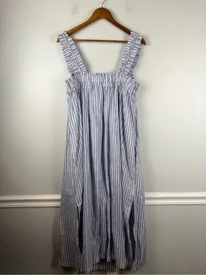 J.Crew Women’s Cotton voile ruffle-trim Lined dress striped With Pockets Size me thumbnail 9