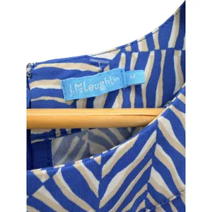 J.McLaughlin‎ Halter Maxi Dress M Medium Blue White Zebra Catalina Cloth Stretch thumbnail 3