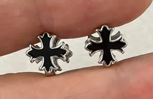 Small Cross Hoop Earrings for Men Women Streetwear Hip Hop Punk Unisex Style thumbnail 1