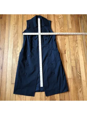 Magaschoni EUC Women's Sleeveless Black Button Front Collared Dress thumbnail 2