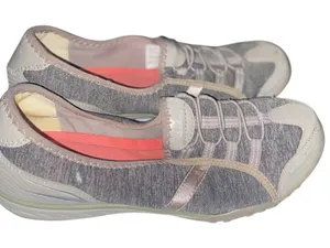 Skechers Womens Relaxed Fit Memory Foam Slip On Sneakers Size 8.5 Taupe Gray thumbnail 1