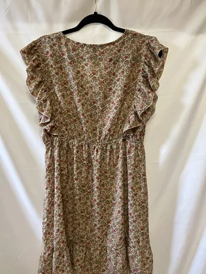 Umgee Floral-Print Flutter Sleeve Dress, Size L thumbnail 4