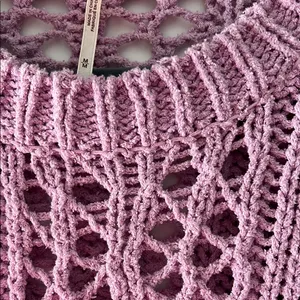 Free People Lavender Knit Fringe Sweater thumbnail 5