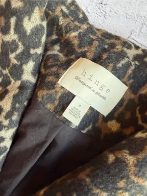 The Hinge Double-Breasted Leopard Car Coat Pea Animal Print Womens Small Classic thumbnail 2