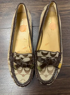 Coach Frida Signature C Jacquard Driving Loafers Brown Tan Women's Size 7.5 thumbnail 1