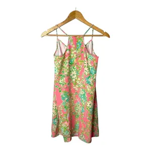 Lilly Pulitzer Silk Shift Dress Womens‎ XS Pink Floral T-Strap V-Neck Mini Silk thumbnail 5