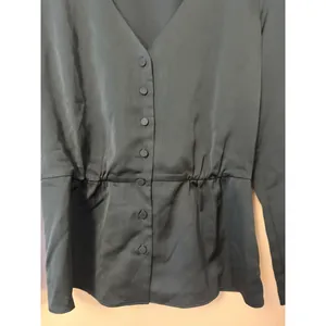 J.Crew Womens Long Sleeve V-Neck Button-Up Peplum Blouse Size 2 Deep Green thumbnail 5