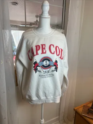 Altar'd State Cape Cod Graphic Crewneck Sweatshirt - White with Red & Blue Print thumbnail 2