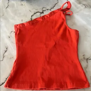 Anthropologie Orange Asymmetrical Sleeveless Tank Top thumbnail 4