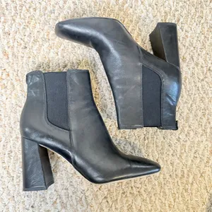 Sam Edelman Chiara Black Leather Square Toe Block Heel‎ Ankle Boots Women's 9M thumbnail 7