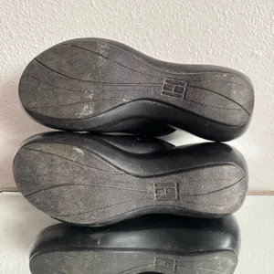 TOMMY HILFIGER Vintage 90s Y2K Black Leather Chunky Platform Slip On Clog Mules thumbnail 10