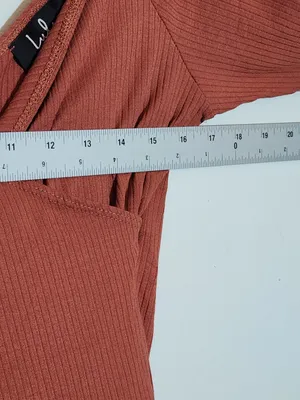 Lulus Rust Red Surplice Ribbed Knit Top Size Medium NWT thumbnail 6