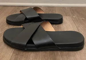 Madewell The Louisa Crisscross Slide Women’s Size 10 Black Leather Sandals thumbnail 1