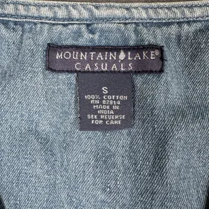 Vtg Mountain Lake Casuals Dress Womens Small Blue Denim Floral Maxi Jumper thumbnail 7