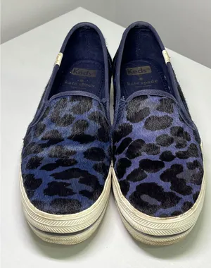 Keds x Kate Spade‎ Triple Decker Leopard Calf Hair Sneakers Navy WH59826 6.5 thumbnail 1