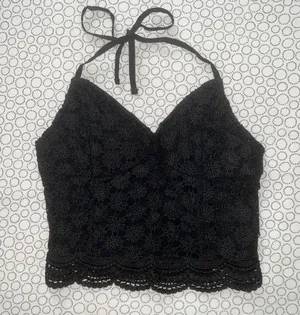 Hollister Black Crochet Halter Top thumbnail 1